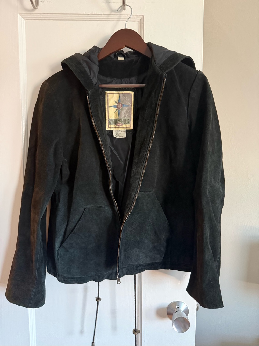 Men's Black Hooded Suede Bomber Jacket